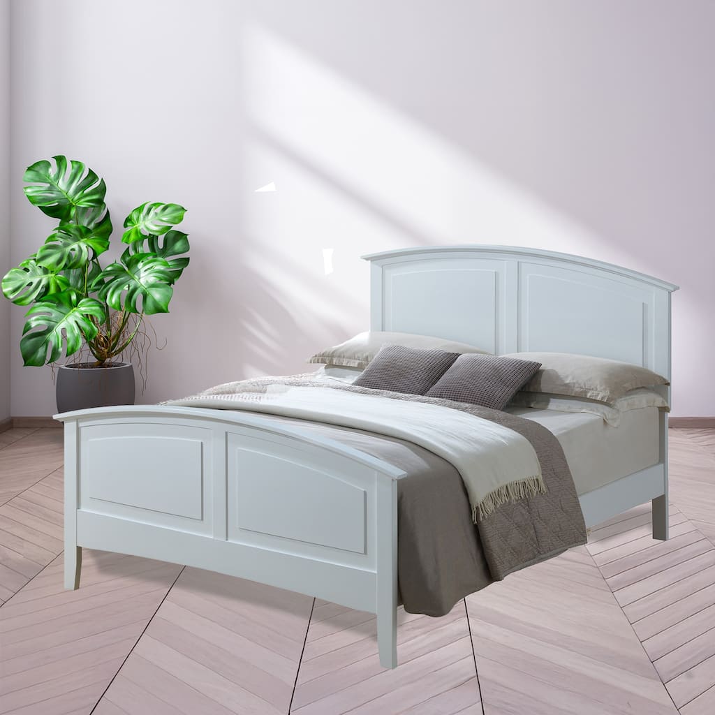Solid Curved Rail Wooden Panel Twin Bed - 77" - White