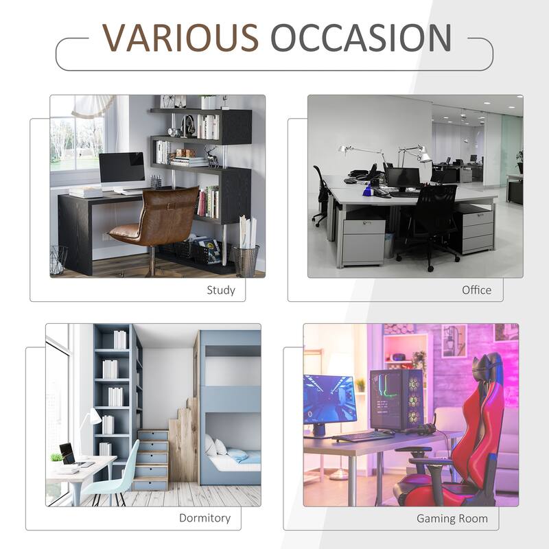 HOMCOM 94" 4 Tier Rotating Versatile L-Shaped Computer Desk Writing Table with Display Shelves and Steel Frame, Black