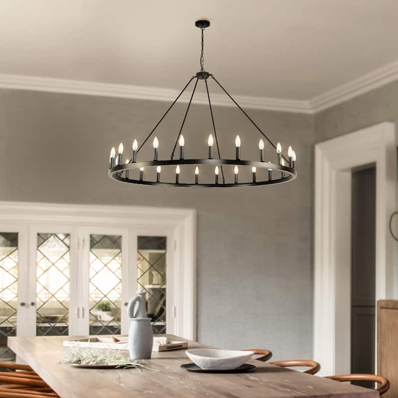 24 - Light Wagon Wheel Chandelier - N/A