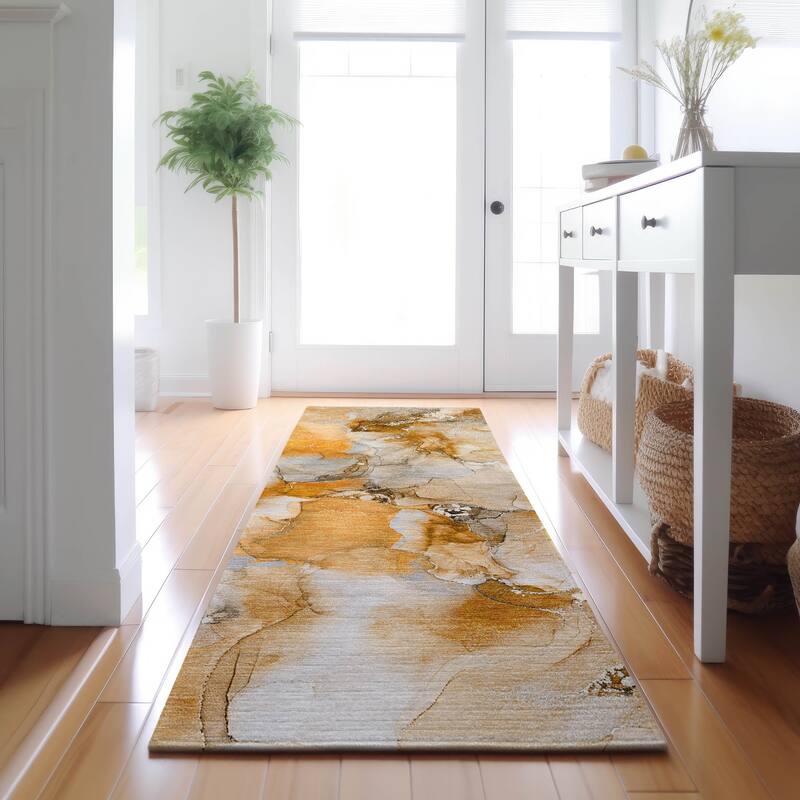 Premium Washable Super Soft Watercolor Abstract Mayfield Rug - Orange - 2' 3" x 7' 6" - Runner