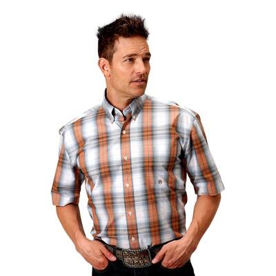 Roper Western Shirt Mens S/S Ombre Dusk Plaid Gray 03-002-0379-4050 GY