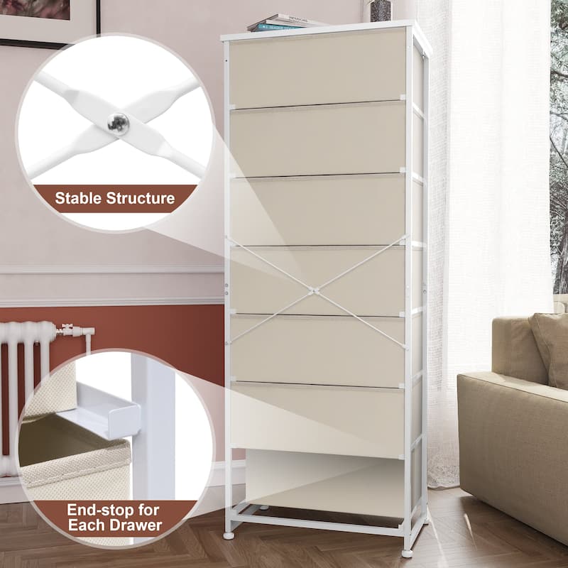 Slim Tall Vertical 7-Drawer Chest Dresser Closet Storage Organizer Unit for Bedroom