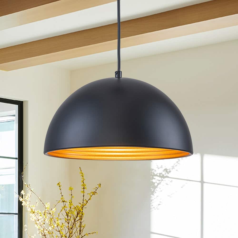 Industrial 1-Light Dual-tier Dome Dining Pendant - 11.8 in