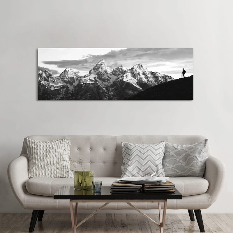 iCanvas "Silhouette Of A Hiker On Schwabacher Landing, Grand Teton National Park, Wyoming" by Panoramic Images Canvas Print