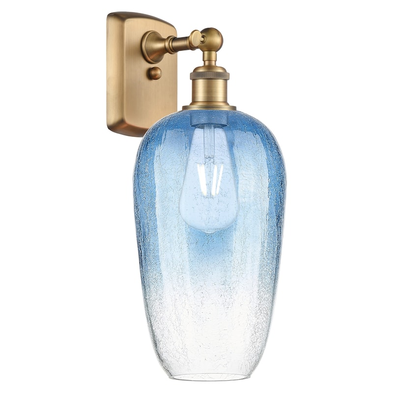 Innovations Lighting 516-1W-16-7 Brookhaven Flute Sconce Brookhaven - Brushed Brass / Sapphire Blue