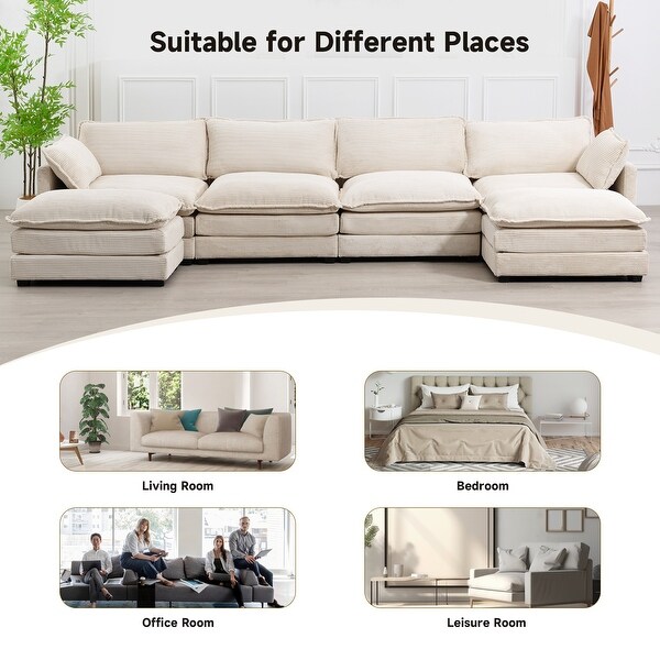 Corduroy Sectional Sofa with Removable Ottomans and Ultra soft Cushions for Living Room Bedroom On Sale Bed Bath Beyond 39194435