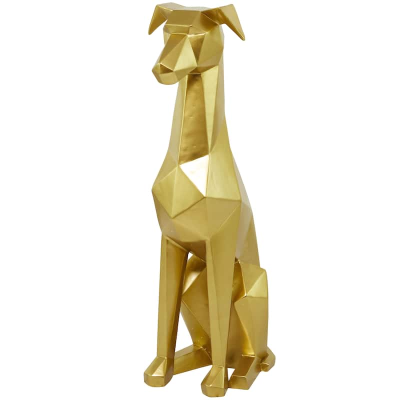 Polystone Dog Cubist Decorative Sculpture - Black, Gold, Silver - Roche River Decor