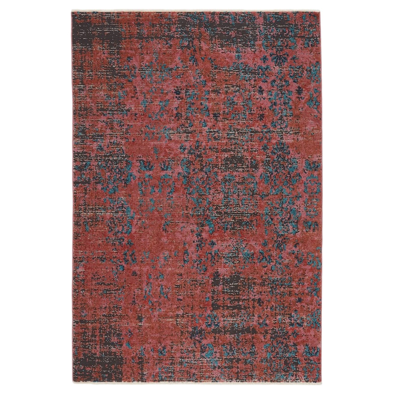 Ezlyn Abstract Red/ Teal Area Rug - 7' 10" x 11' 1" - Rectangle