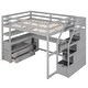 preview thumbnail 25 of 30, Multifunctionl Full Size Loft Bed With Desk And Shelves,Two Built-in Drawers