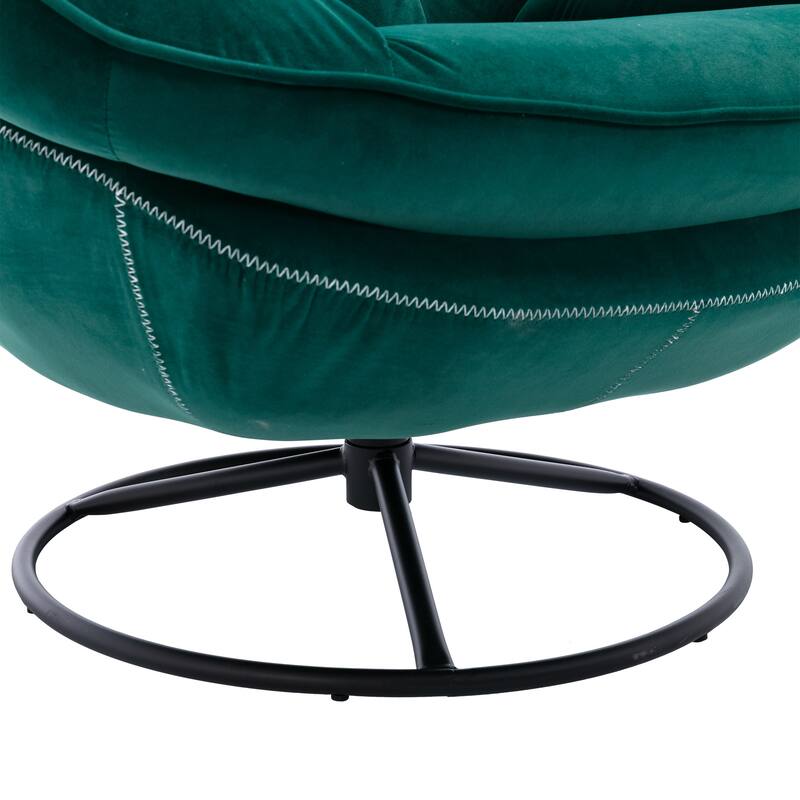 Velvet Swivel Accent Chair with Ottoman & Metal Legs (360° Rotation)
