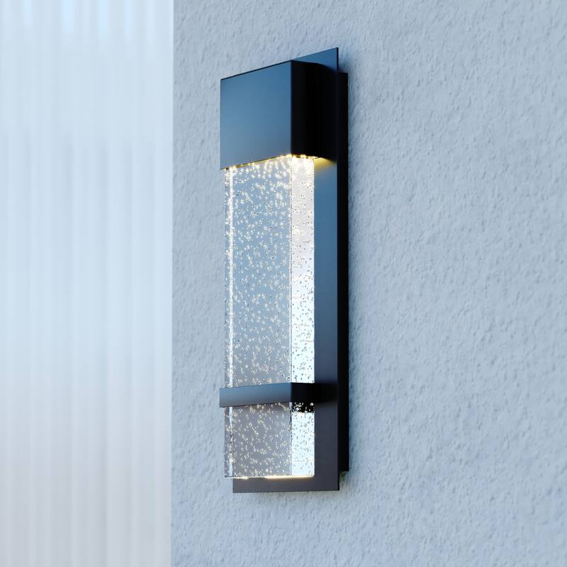Wabash Aluminum 1 Light LED Gray Contemporary Outdoor Wall Light with Clear Glass - 4.75-in W x 13.75-in H x 2.5-in D - Mystic Pewter - 4.75-in W x 13.75-in H x 2.5-in D