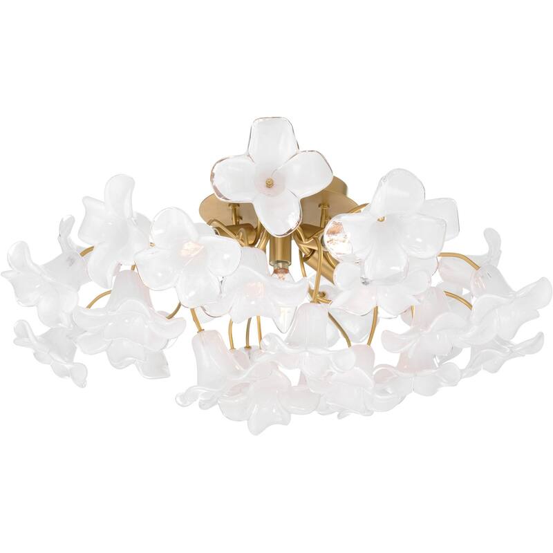 Metropolitan N2225 Bloome 5 Light 25" Wide Semi-Flush Ceiling Fixture - Legacy Brass