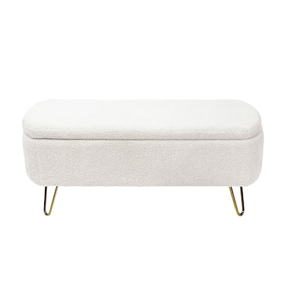 Upholster Storage Ottoman Bench with Faux Fur - 39.37"L x 15.75"W x 15.5"H