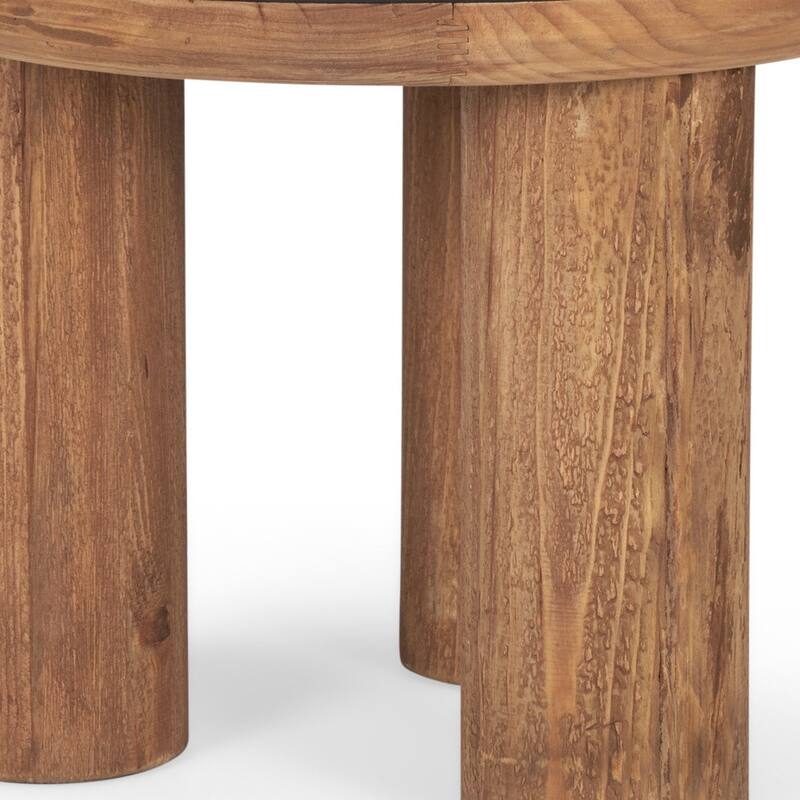 HomeRoots 18" Brown And Black Reclaimed Wood Distressed Round End Table - 23.5' X '18' X '23.5
