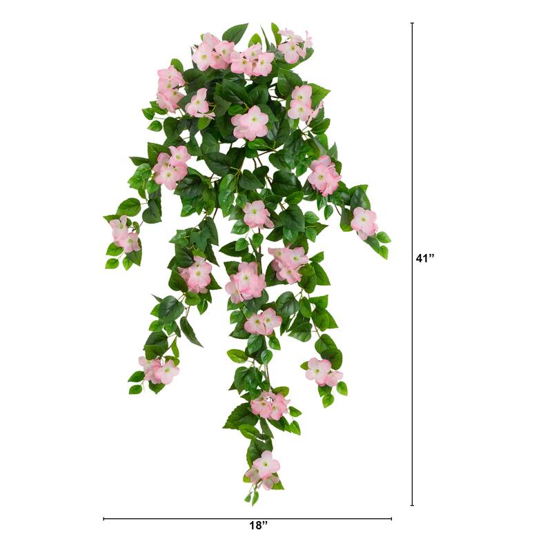 41-in UV Resistant Artificial Hydrangea Hanging Plant - Set of 2