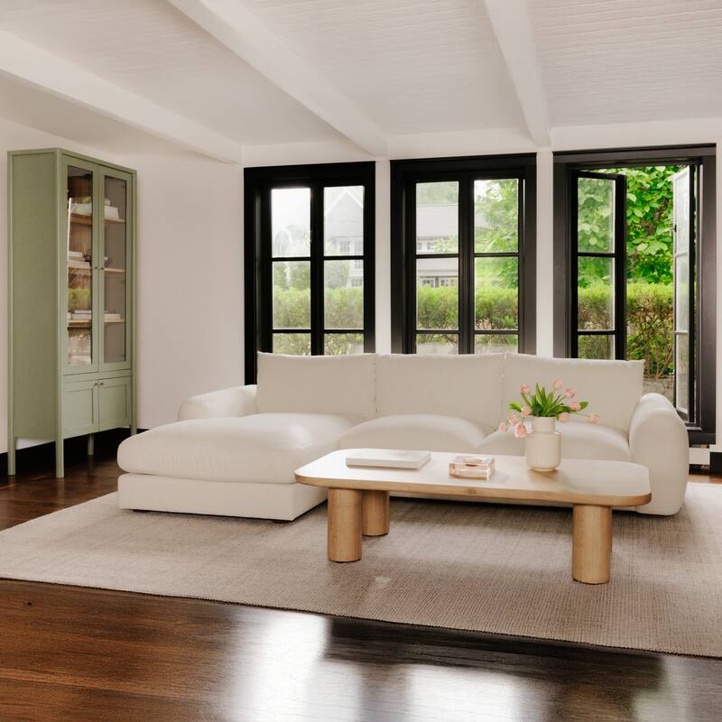 NADAAL STUDIOS Avelyn Left-Facing Sectional, Pillow-Soft Seating with Faux Feather Fill and Oat Fabric Upholstery