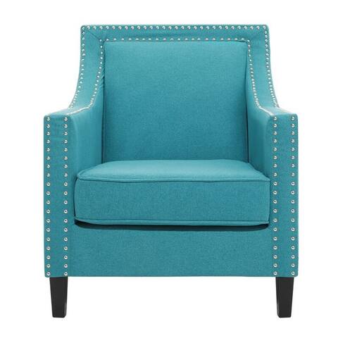 Leisure Accent Chair for Living Room, Retro Style Armchair Classic Upholstered Fabric Club Chair Traditional Rivet Sofa Chair