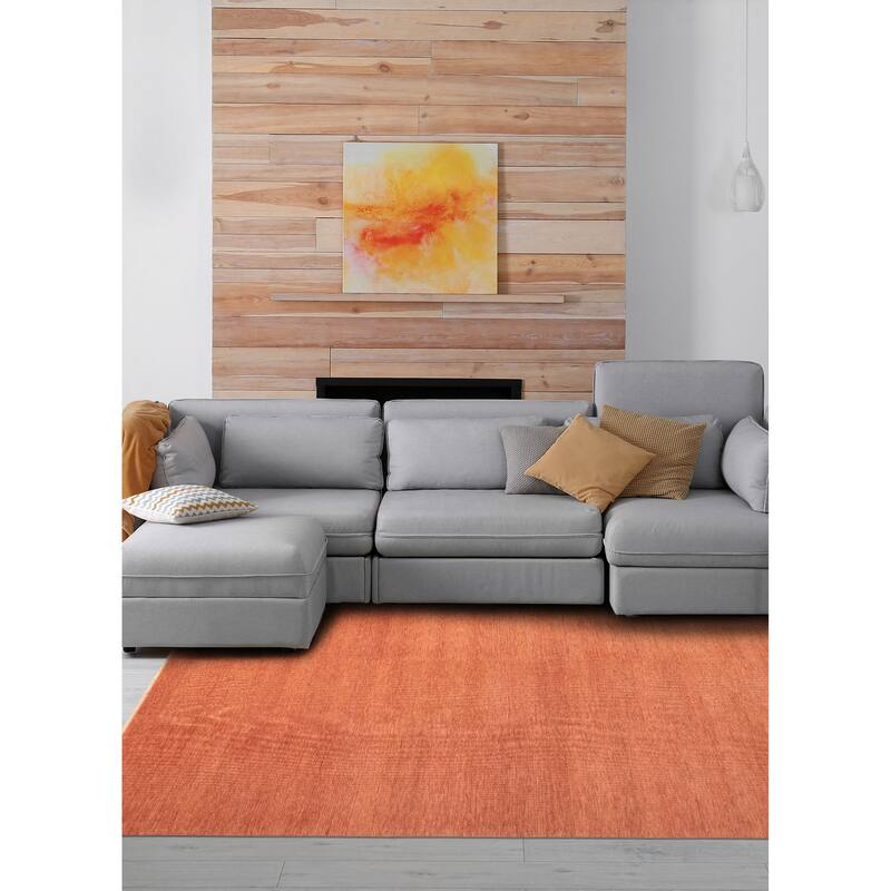 ECARPETGALLERY Hand-knotted Pak Finest Gabbeh Copper Wool Rug - 10'0 x 14'1