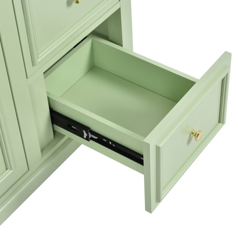 30" Bathroom Vanity with Ceramic Sink, Storage Cabinet and 3 Drawers