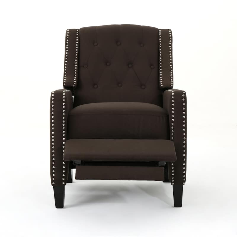 Pushback Recliner Chair, Fabric Armchair Push Back Recliner with Rivet Trim, Mid Century Tufting Accent Chair for Living Room
