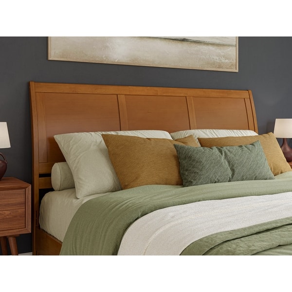 King Sleigh Solid Wood Panel Headboard in Light Toffee with Curved ...