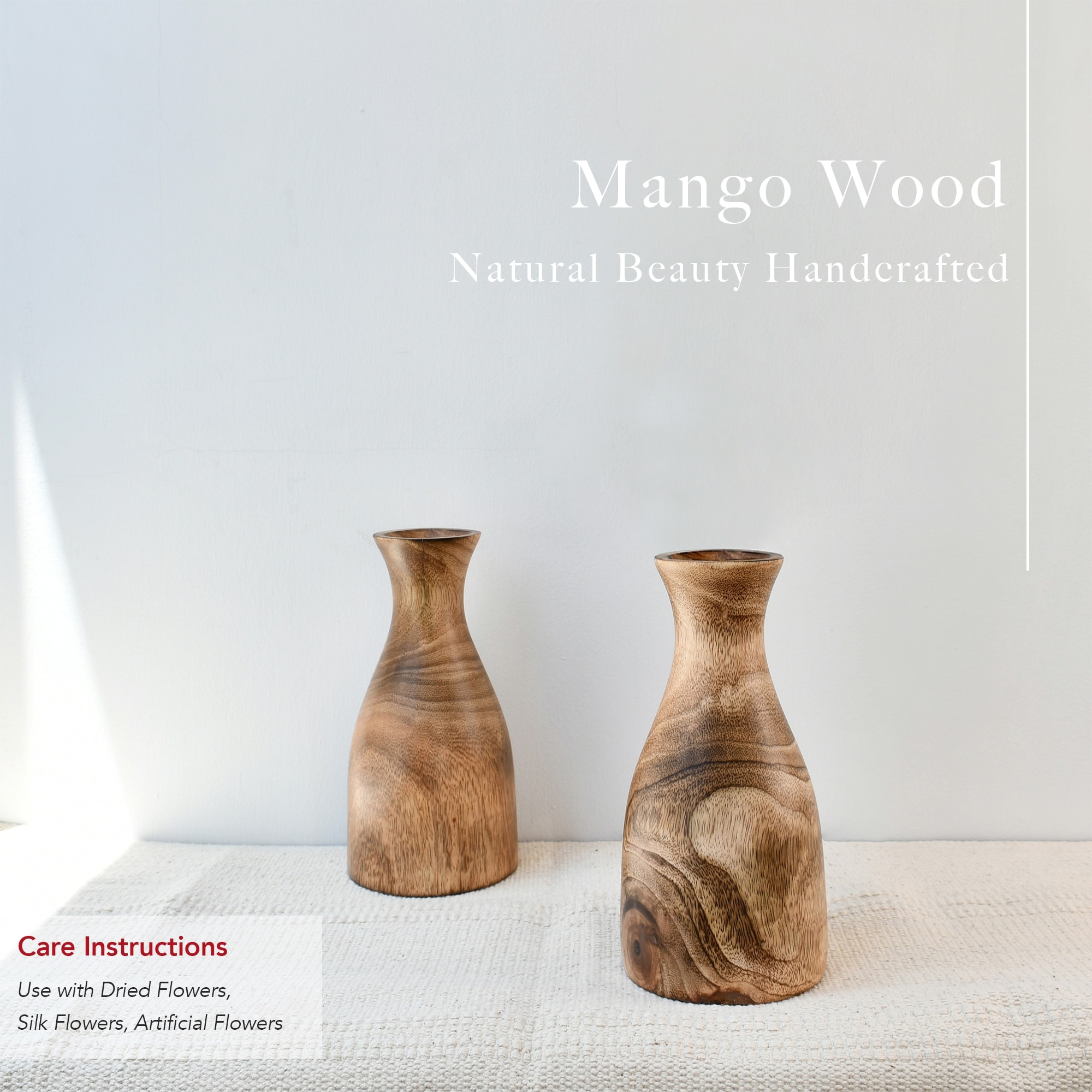 Handmade Orange Modern Mango Wood Vase Home Decor Garden Decor 