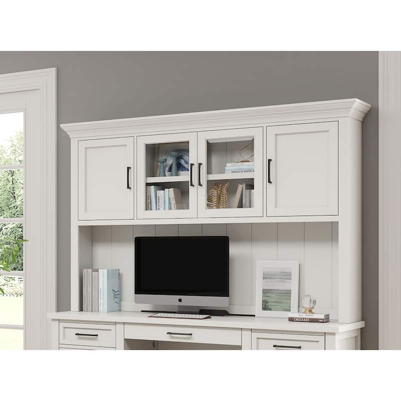 Modern Wood Hutch With Doors, Storage Hutch, Office Storage, Fully Assembled, White - Wood Finish - White