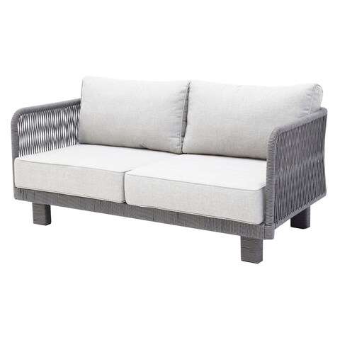 Cancun Outdoor Patio Furniture Love Seat Durable Aluminum Frame Includes Light Grey Olefin Cushions