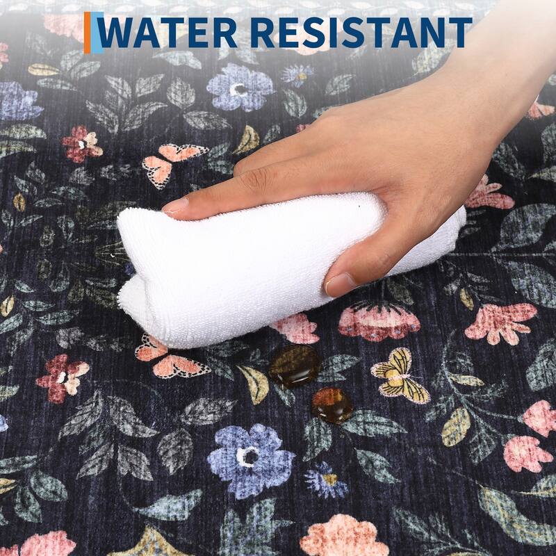 Garvee Farmhouse Distressed Floral Vine Area Rug