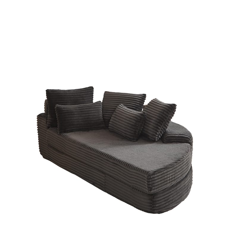 78.5-Inch Corduroy Semi-Circular 2-in-1 Sofa Bed,Designer Recliner with Pillow