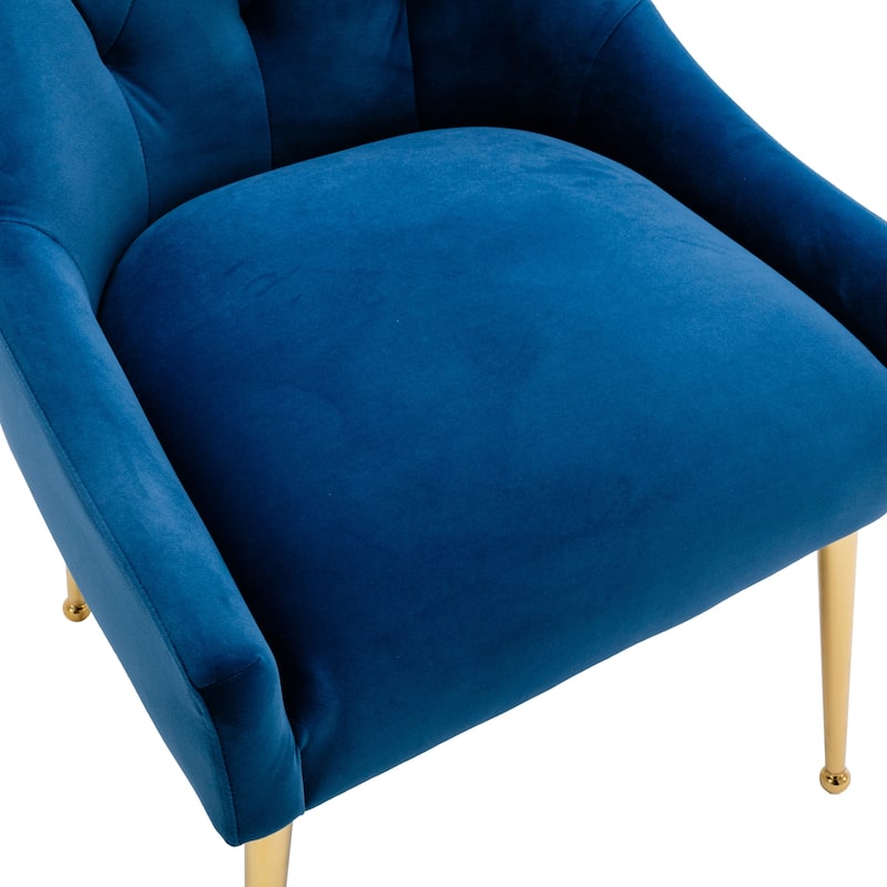 2 Pieces Navy Blue Tufted Velvet Upholstered Accent Dining Side Chairs