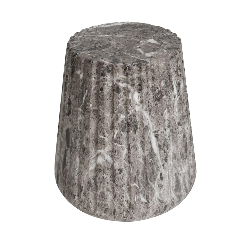 Roomfitters Outdoor Cleme Carved Side Table with Handcrafted Details, Accent End Table for Patio or Living Room