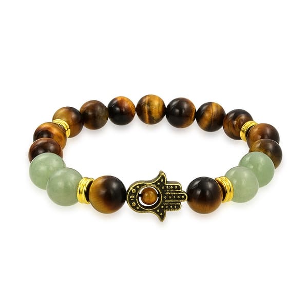 and Gold Lava Stone bracelet set Crystal Glass Yellow Jade