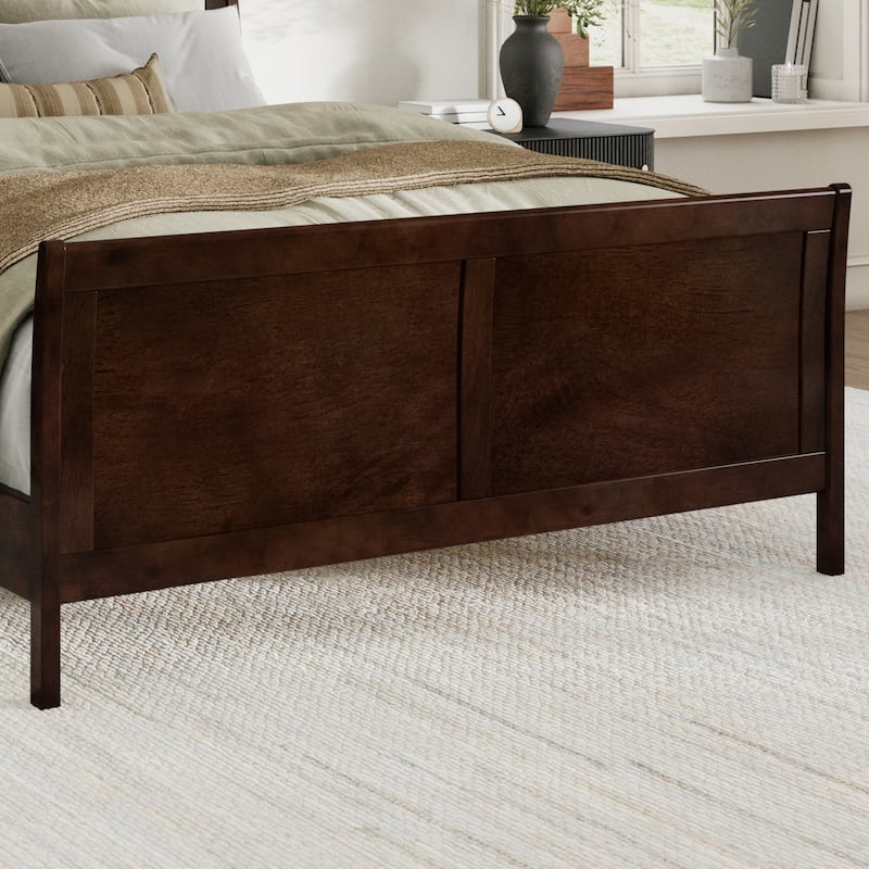 Valencia Solid Wood Low Profile Sleigh Platform Bed with Matching Footboard
