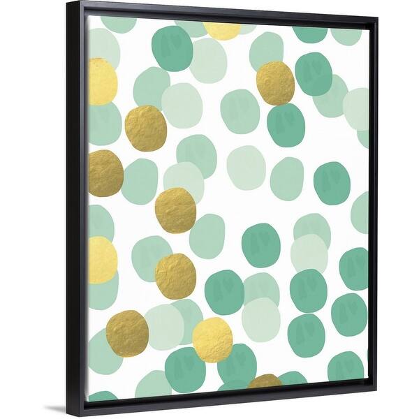 Shop Abstract Painting Mint And Gold Black Float Frame Canvas
