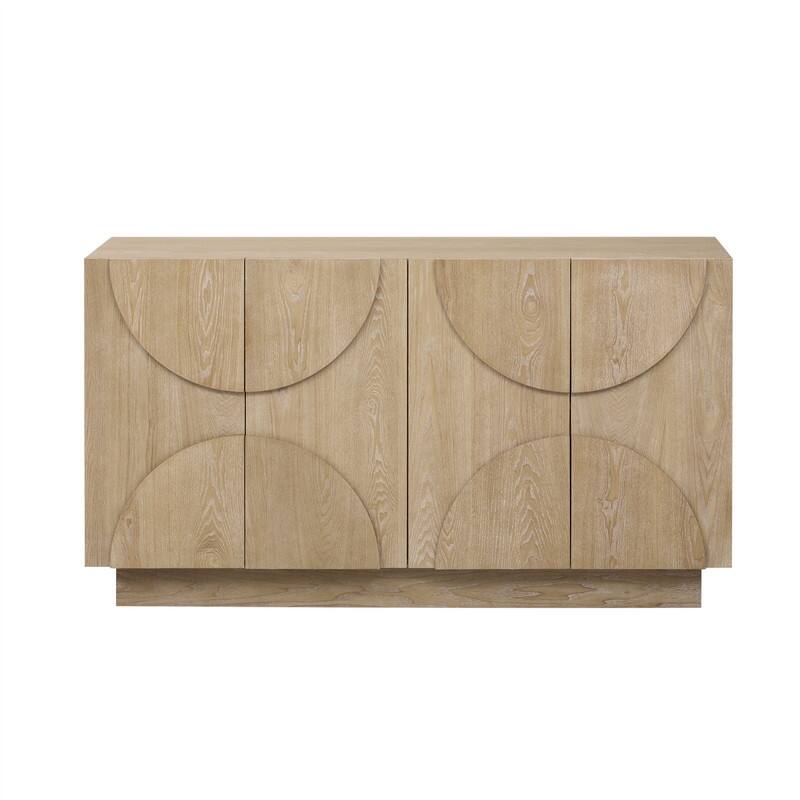 4-Door Sideboard with Adjustable Shelves, Buffet Cabinet with Semi-Circular Handles for Dining Room, Kitchen, and Living Room