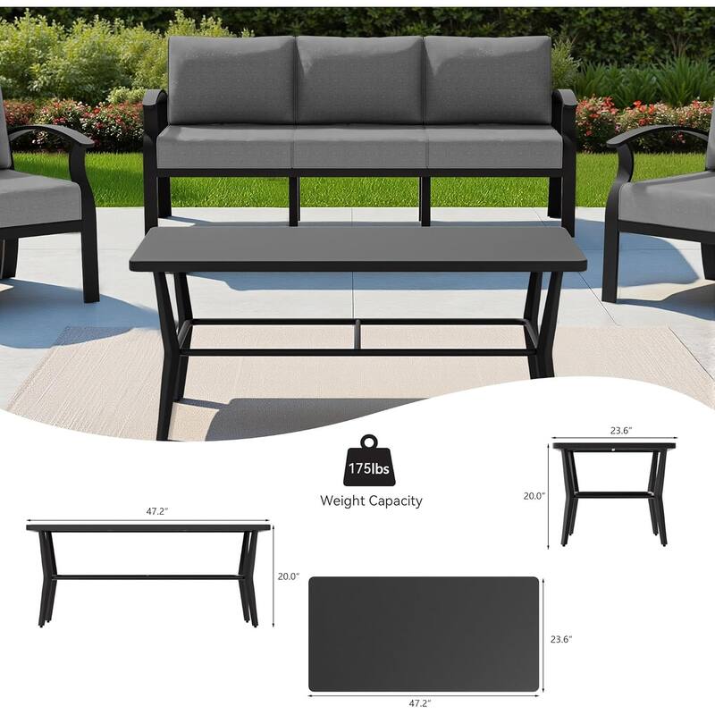 Kullavik Aluminum Outdoor Patio Sectional Sofa Set with Swivel Rocking Chairs and Coffee Table
