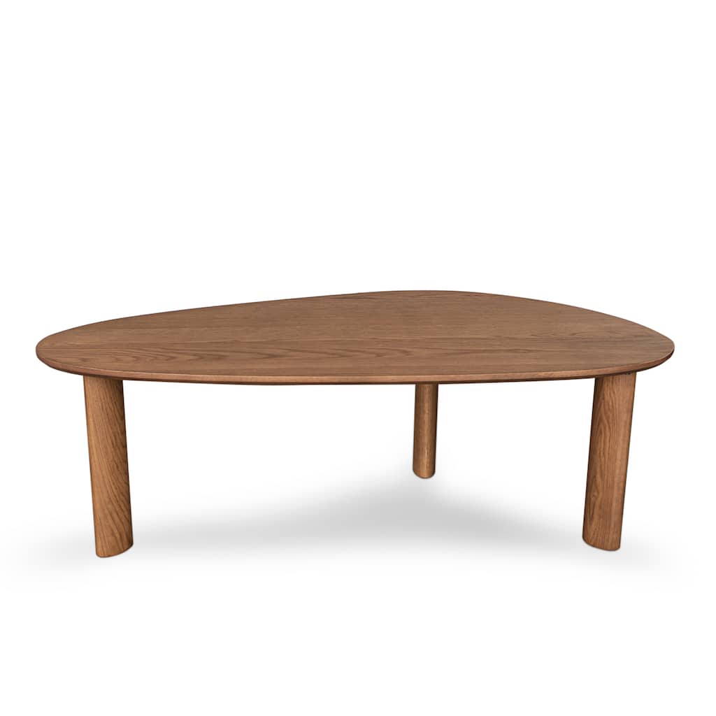 Solna Oak Coffee Table, Cocoa Brown Oval Wood Accent Table, 220lb Cap