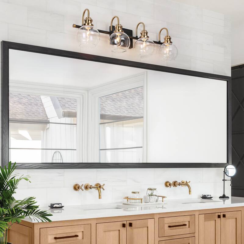 Modern Black Gold Bathroom Vanity Lights Globe Glass Wall Sconce