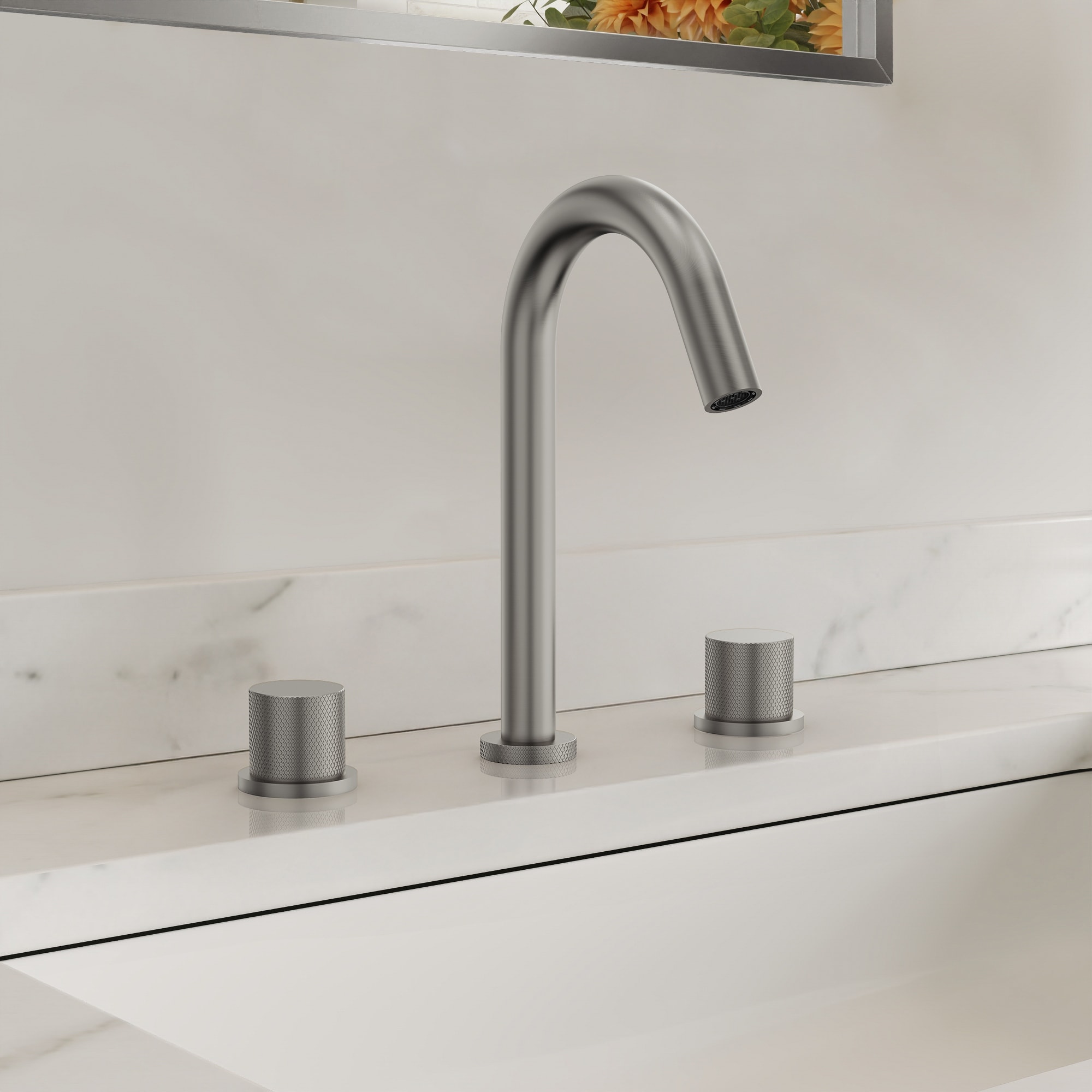 High-Arc Bathroom Sink Faucet for Vanity, 3-Hole 2-Handle Bathroom Faucet with Drain Assembly