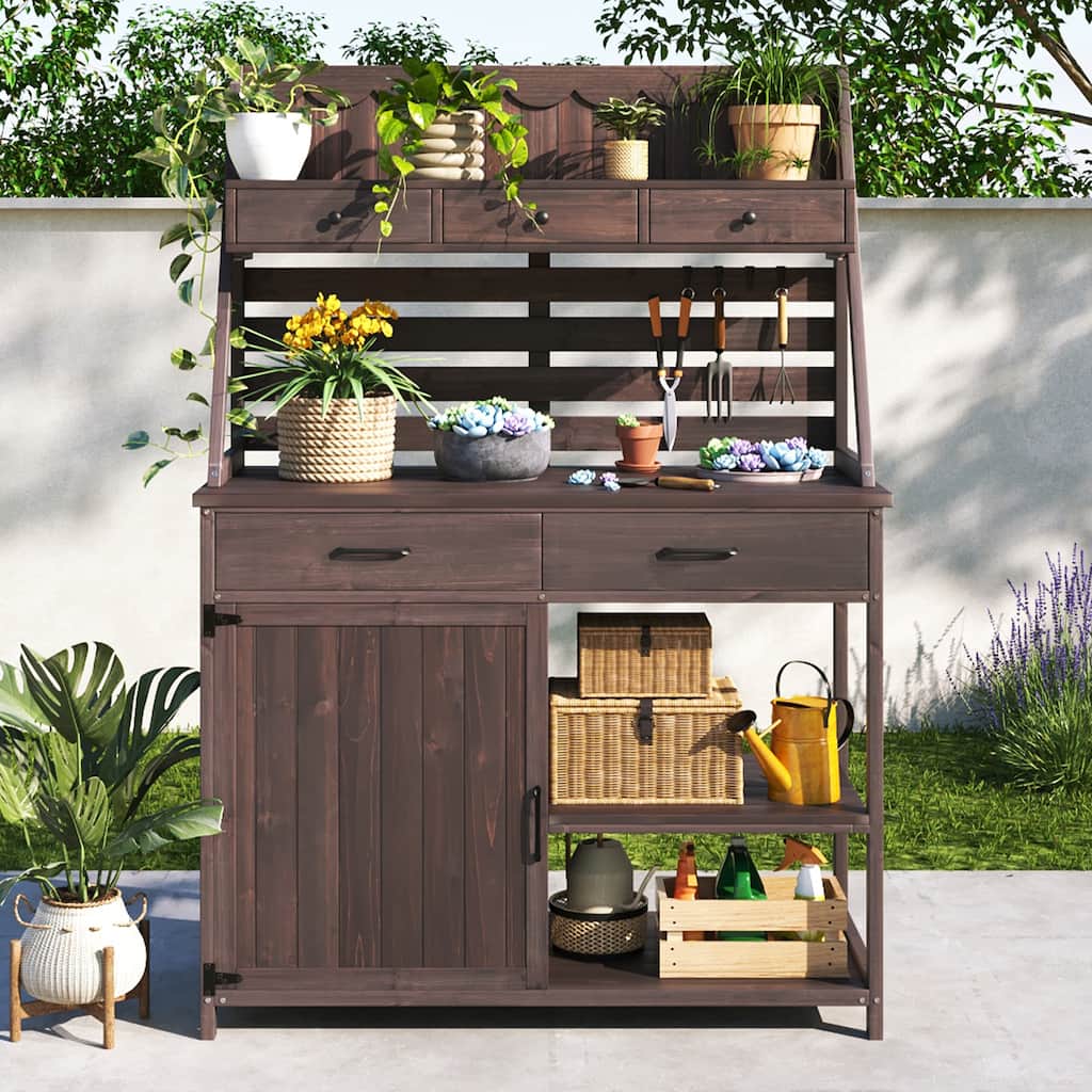 Christopher Knight Home- Isabella Outdoor Fir Wood Potting Bench