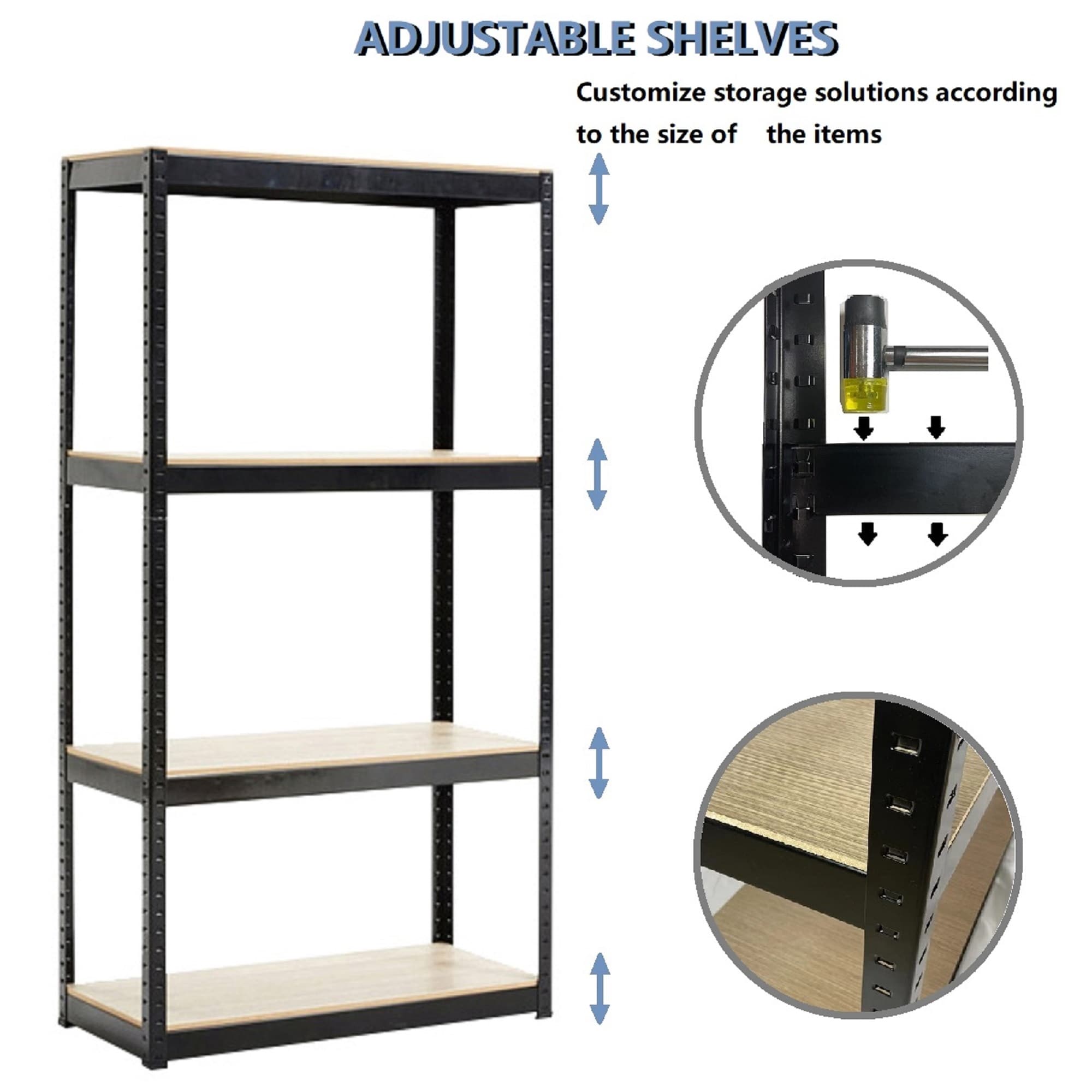 LTMATE Metal Heavy Duty 4-Tier Utility Shelving Unit (40.4-in W x 15.7-in D  x 34.3-in H), Black in the Freestanding Shelving Units department at