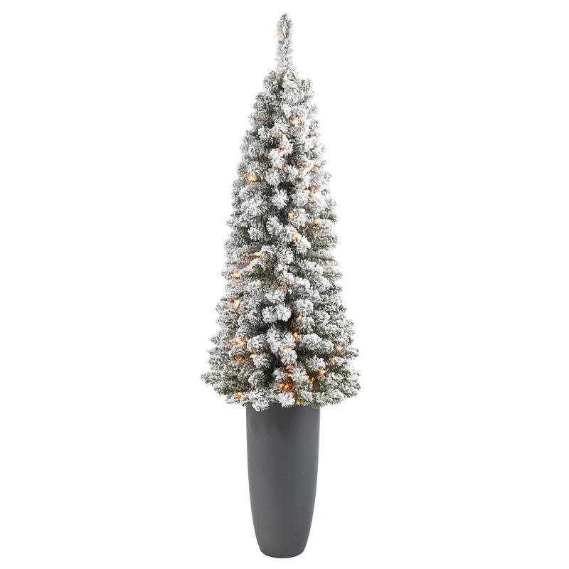 56" Artificial Christmas Tree with 100 Lights in Gray Planter