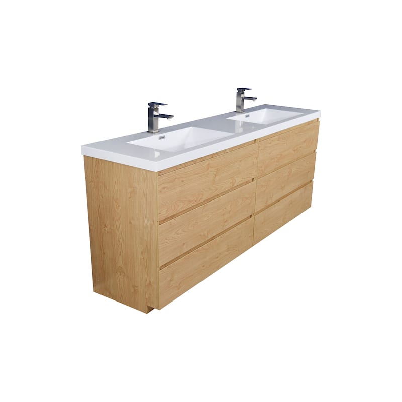 Angeles 84" freestanding bath vanity with dual basin reinforced acrylic top