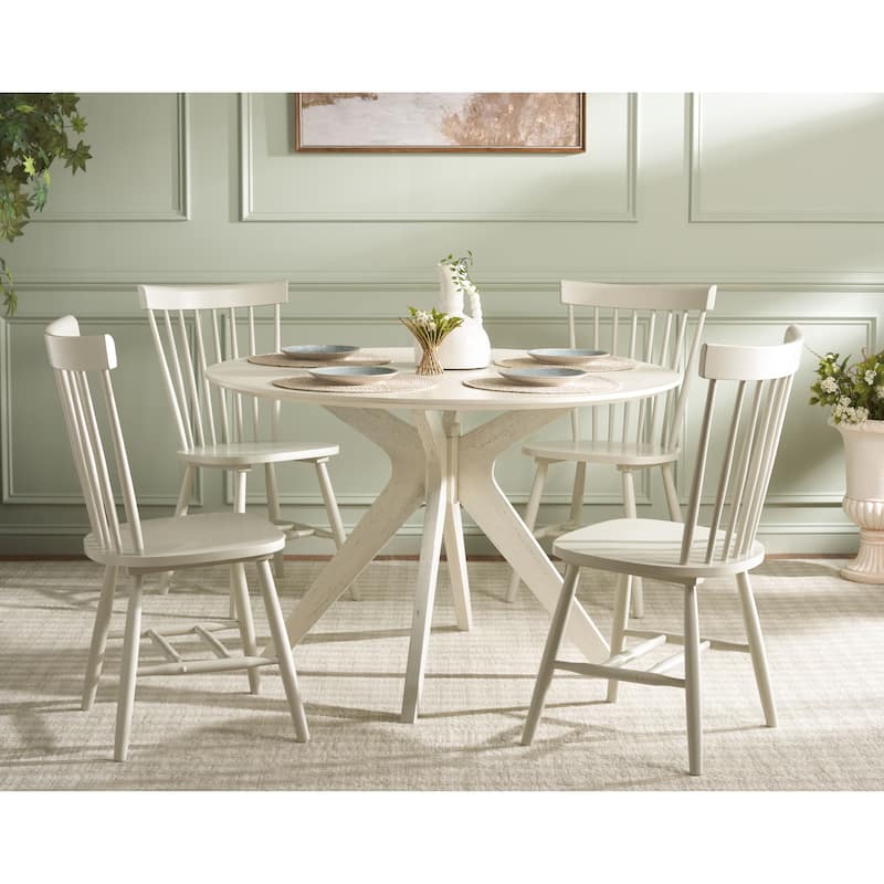 SAFAVIEH Suhair Spindle Farmhouse Dining Chair (Set of 2) - 20.5" x 21" x 36" - 21"W x 21"D x 36"H - Off White-SET2