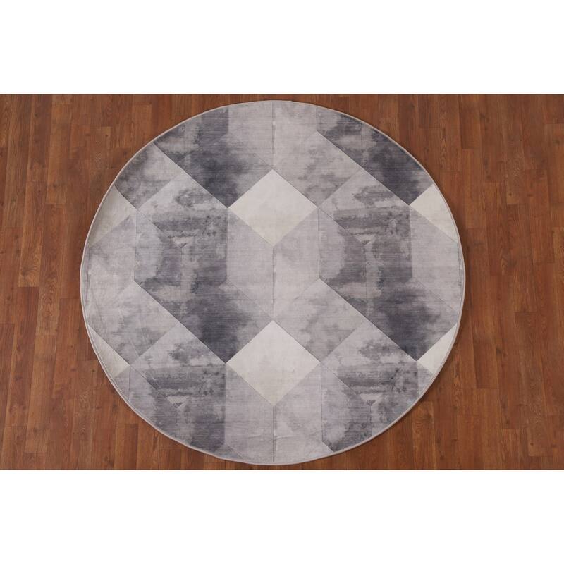 Grey Geometric Modern Rug Decorative Machine-Made Printed Carpet