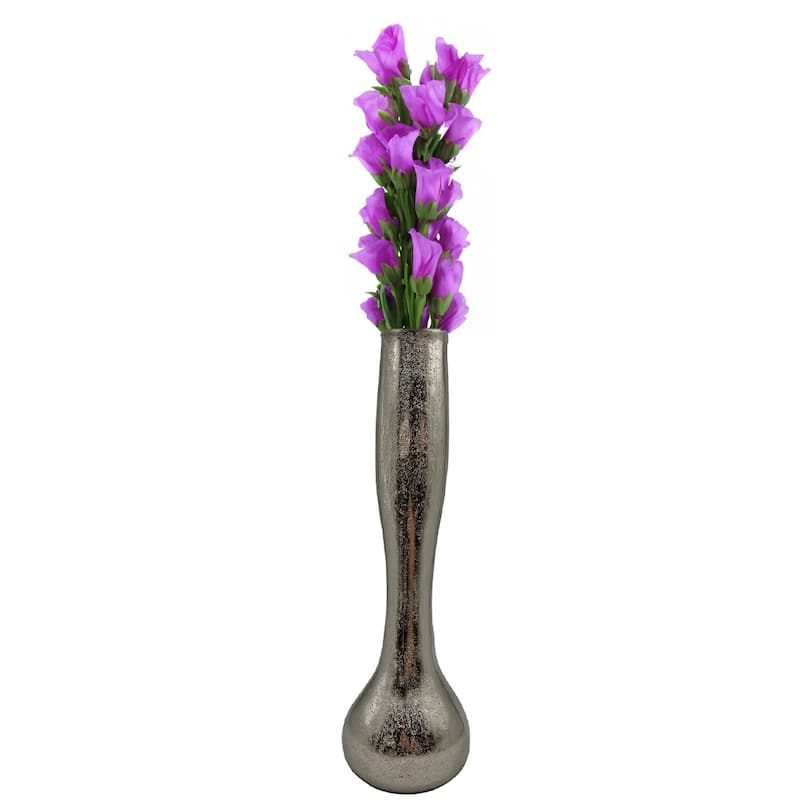 16 Inch Tall Decorative Handmade Aluminum Long Round Flower Vase