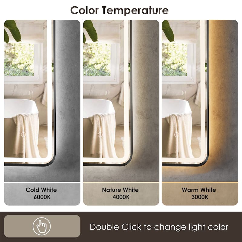 Altair Viaggi Rectangle Framed LED Lighted Wall Mirror
