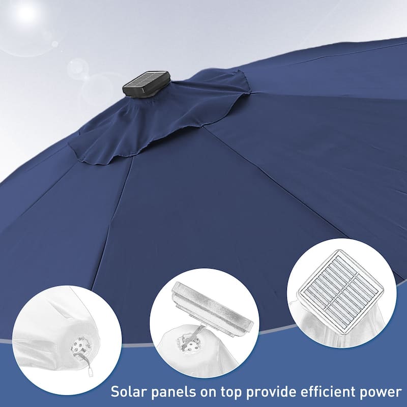 Autlaycil 10ft Solar LED lights Outdoor Patio Umbrella With Base