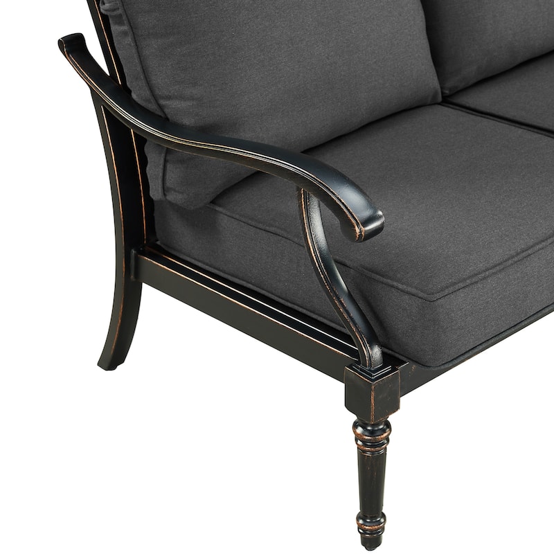 Black Aluminum Deep Seating Deep Seating Loveseat with Cushions